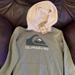 NWT Quicksilver Pullover Hoodie sweatshirt light green Boys Youth (M) 10/12